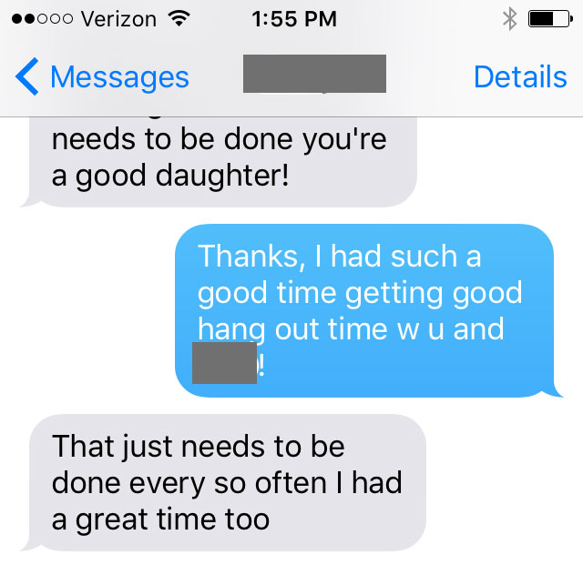 A text from a different aunt